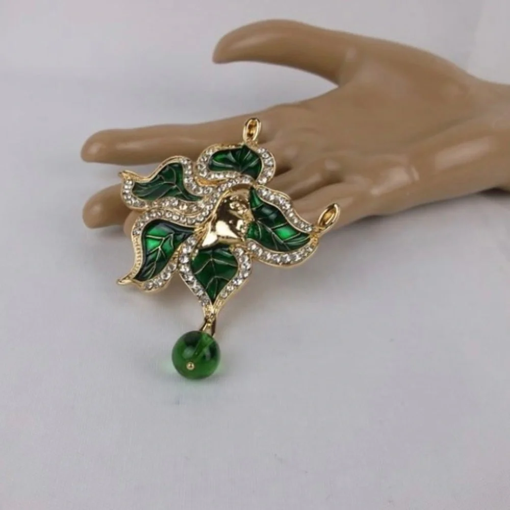 Big Enameled Rhinestone Mother‎ Nature Brooch